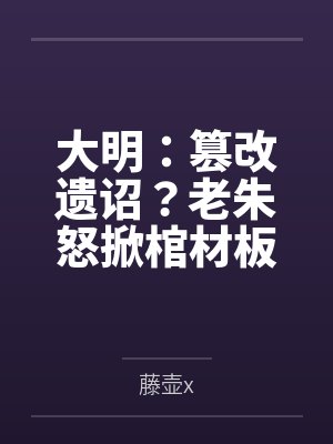 大明:篡改遗诏?老朱怒掀棺材板 大明:篡改遗诏?老朱怒掀棺材板
