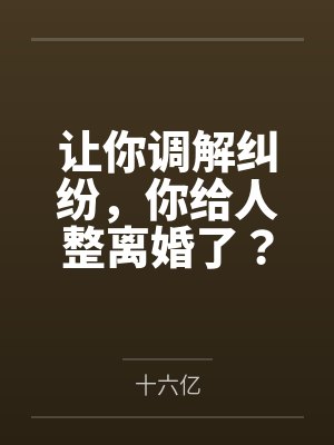 让你调解纠纷，你给人整离婚了？